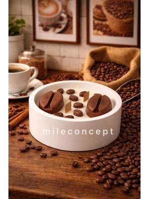 Mile Concept Beton Tabakta Kahve Kokulu Ahşap Fitilli Mumluk | El Yapımı Dekoratif Mum 200GR