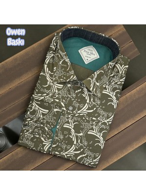 Eren Style Slim Fit Cotton Uzun Kollu Yakası Gizli Düğmeli Kalite Garanti Baskılı Gömlek (Slimlı Fit)