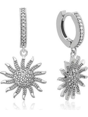 Inure Jewelry ​Gümüş Güneş Sallantılı Küpe