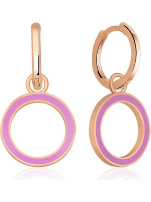 Inure Jewelry Gümüş Fosforlu Lila Oval Küpe