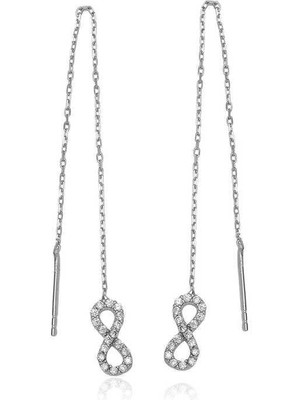 Inure Jewelry Gümüş Zincirli Sonsuzluk Küpe