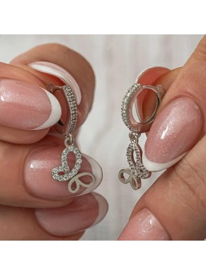 Inure Jewelry Gümüş Sallantılı Kelebek Kadın Küpe