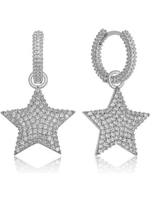 Inure Jewelry Gümüş Halka Yıldız Bayan Küpe