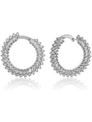 Inure Jewelry Gümüş Trapez Taşlı  Bayan Küpe