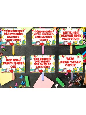 Kozalak Tasarım Okuma Bayramı Artık Okuyorum Temalı El Pankartları 6 Parça
