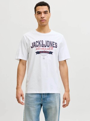 Jack & Jones Jjelogo Tee Ss O-Neck 2 Col SS26 Sn Beyaz Erkek T-Shirt 12288016