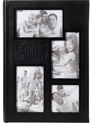 Gfc Life Store Çerçeve Şekillenmiş Family Dikişli Suni Deri Cover 300 Pocket Fotoğraf Albümü,"siyah