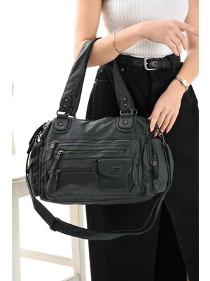 571 Collections Suni Deri Omuz Çantası Bronz