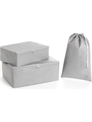 Gfc Life Store Textile 3'lü Gri Renk Bavul Içi Düzenleyici Set