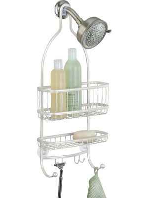 Gfc Life Store 61974 York Metal Tel Asma Duş Caddesi, Şampuan, Saç Kremi ve Sabun Için Ekstra Geniş Alan, Jilet, Havlu ve Daha Fazlası Için Kancalı, 10" x 4" x 22", Inci Beyazı