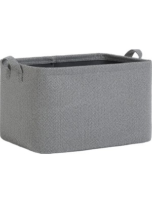 Gfc Life Store Textile Antrasit Renk Dokulu Kumaş Sepet 36 x 27 x 22 cm