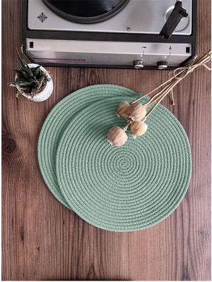 PremiumPort Mint Yeşili Jüt Amerikan Servis Seti, Şık ve Doğal Dekorasyon
