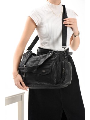 571 Collections Suni Deri Omuz Çantası Bronz