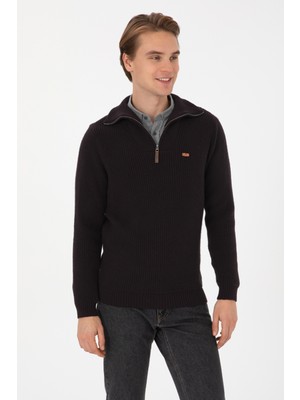 U.s. Polo Assn. Siyah Erkek Kazak Düz Yaka Pamuk Karışımlı Günlük Kullanım İçin