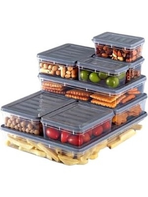 Gfc Life Store 9 Lu Set Freshbox Mikrodalga ve Difrize Uygun Saklama Kabı Gri