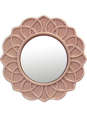 Gfc Life Store 9" Soluk Pembe Yuvarlak Çiçekli Seramik Vurgulu Duvar Aynası, Ekli Asma Halkalı Duvar Aynası, Oturma Odası, Yatak Odası, Banyo, Koridor ve Giriş Yolu Için Dekoratif Dekor