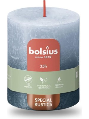 Gfc Life Store Mavisi ve Mavi Renkli Rustik Sütun Mum - 80MM/66MM - 35 Saat Yanma Süresi