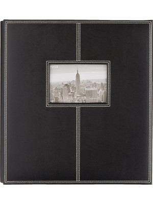 Gfc Life Store Albüm 5PS-300 300-POCKET Dikişli Suni Deri Çerçeve Cover Fotoğraf Albümü, Siyah