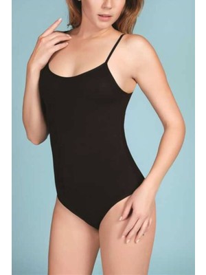 Seheryıldızı Askılı Bayan Çıtçıtlı Badi Siyah Renkli Standart Kalıp Hafif Tasarım