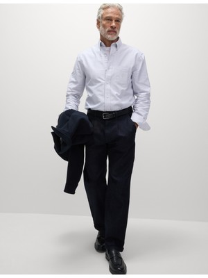 Marks & Spencer Saf Pamuklu Çizgili Oxford Gömlek