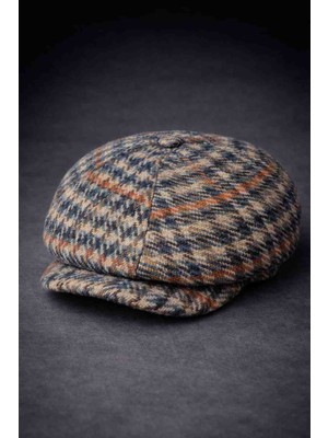 Alasmiel 8 Parça Ingiliz Kasket | Kışlık Yünlü Desenli Retro Şapka