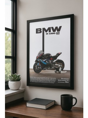 PremiumPort Siyah Çerçeveli Bmw M1000RR Motorsiklet Tablo, Şık ve Modern Dekor