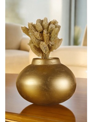 PremiumPort El Yapımı Dekoratif Altın Renk Vazo, Şık ve Zarif Tasarım