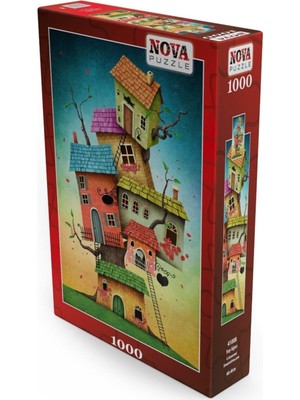 Allians Renkli 1000 Parça Soy Ağacı ve Fantastik Evler Puzzle Seti