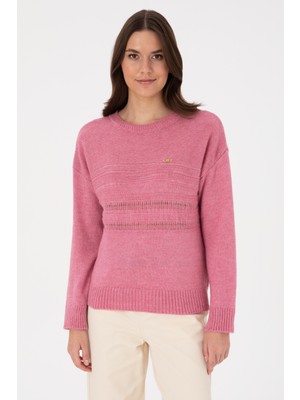 U.S. Polo Assn. Kadın Pembe Bisiklet Yaka Kazak 50309672-VR167