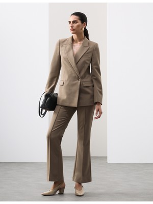 Marks & Spencer Yün Karışımlı Dikiş Detaylı Flared Pantolon