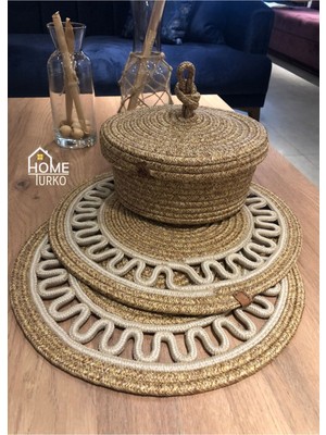 PremiumPort 2'li Supla ve Ekmek Sepeti Takımı, Jüt Amerikan Servis ve Tabak Altlığı