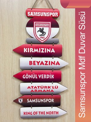 PremiumPort Kırmızı Beyaz Retro Ahşap Duvar Süsü 45X23 Cm, Dekoratif ve Şık Tasarım