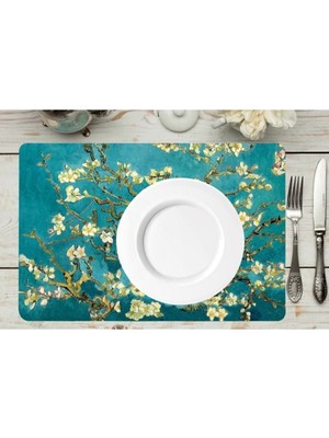 PremiumPort Badem Desenli Pvc Amerikan Servis Seti 4'lü 30X45 cm