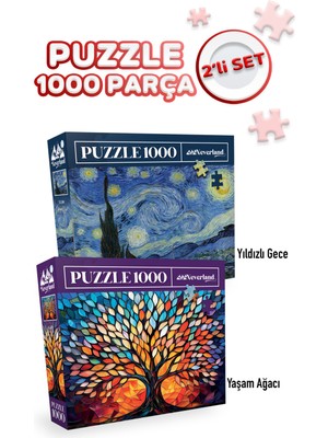 Allians Rüya Gibi Gece ve Yaşam Ağacı Temalı 1000 Parça Puzzle Seti (2'li)