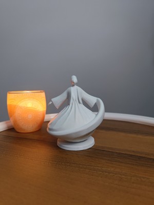 PremiumPort Şık Beyaz Mevlana Biblo Heykel Dekorasyon, 12CM, Zarif ve Şık Tasarım