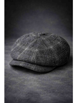 Alasmiel 8 Parça Ingiliz Kasket | Kışlık Yünlü Desenli Retro Şapka