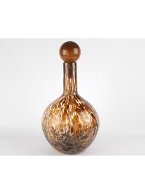 PremiumPort Kahverengi Desenli Cam Vazo 46X25CM Şık ve Zarif Dekorasyon Parçası