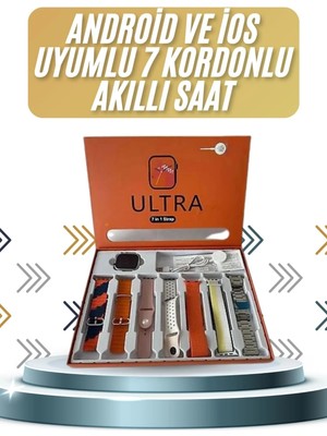 Hsc Bilişim 7 Kordonlu Akıllı Saat Plastik Kordon Hasır Kordon Çelik Kordon