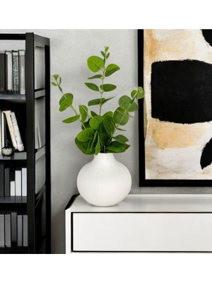 PremiumPort Seramik Vazo Krem 11 Cm, Şık ve Zarif Dekoratif Obje