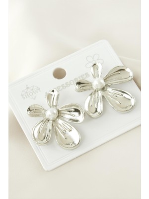 Freedom Store Çiçek Metal Inci Küpe