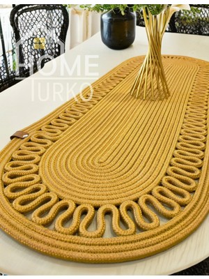 PremiumPort Desenli Jüt Amerikan Servis Masa Sehpa Örtüsü Runner 35X100