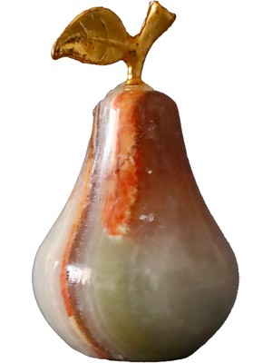 PremiumPort El Yapımı Doğal Oniks Armut Figürü, 5 cm Dekoratif Taş Obje