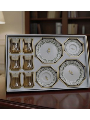 Paşabahçe Herencia Green 18 Parça Premium Gold Çay & Pasta Takımı – Çeyiz Seti