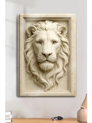 PremiumPort 3D Metal Aslan Figürlü Dekoratif Tablo, Sanat ve Ev Dekorasyonu