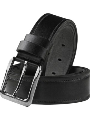 Deepsea Siyah Suni Deri Erkek Kemer – Yanları Desenli Kısaltılabilir Günlük & Casual 2602657