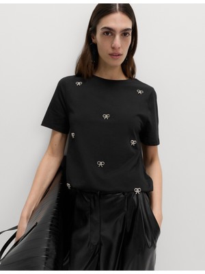 Marks & Spencer Saf Pamuklu Fiyonklu Süslemeli Bluz