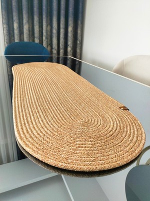 PremiumPort Doğal Jüt ve Hasır Runner Seti, Amerikan Servisi, Supla, Masa ve Sehpa Örtüsü