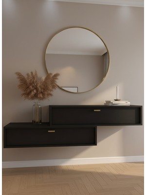 Resital Dresuar Antrasit Gold - Modern Duvara Monte Antre Mobilyası