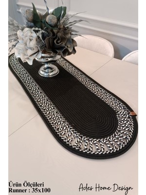 PremiumPort Jüt Runner Amerikan Servisi ve Supla Seti, Trikotlu Desenli Masa ve Sehpa Örtüsü