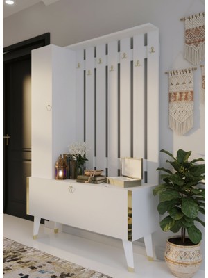 Resital Portmanto Vestiyer - GP7001-1 - Beyaz Gold